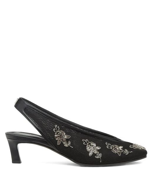 Fendi Black 46Mm Embellished Slingback Heeled Pumps