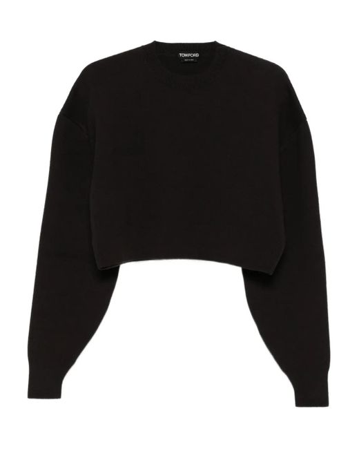 Tom Ford Black Round-Neck Cropped Sweater