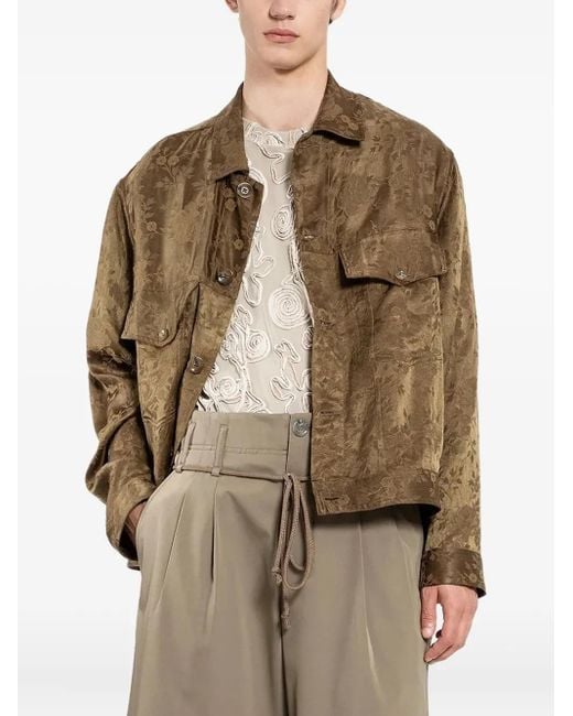 Song For The Mute Hemdjacke aus Blumenjacquard in Brown für Herren