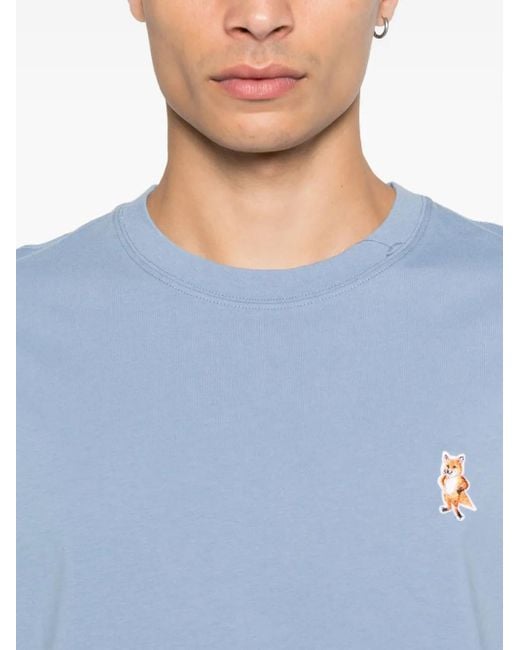 Maison Kitsuné Blue Standing Fox Cotton T-Shirt for men