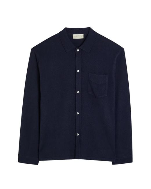 Officine Generale Blue Button-Up Long-Sleeve Shirt for men