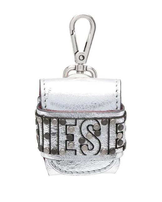 DIESEL White Coin-Pocket Keyring for men