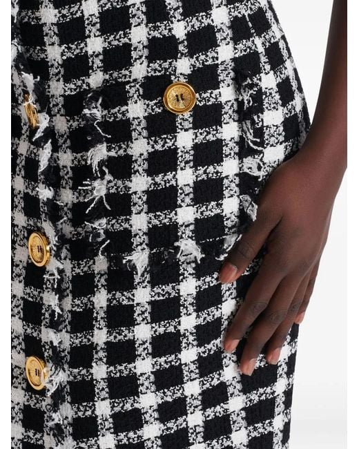 Falda de tweed con botones Balmain de color Black