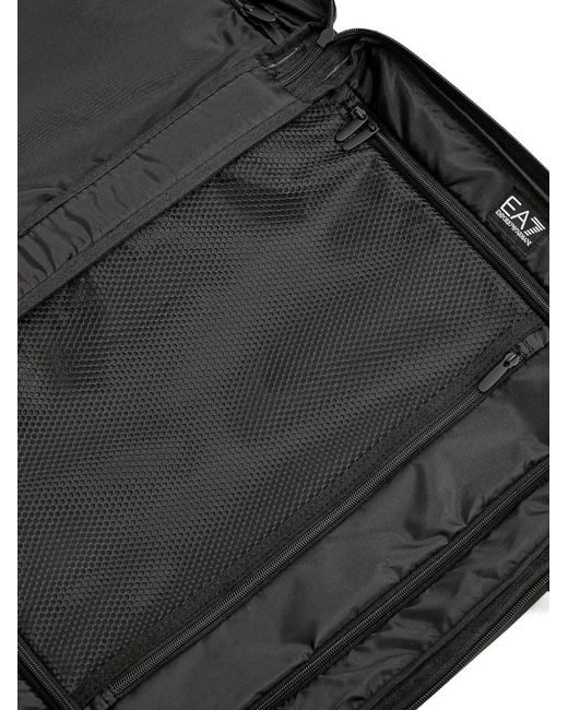 EA7 Black Logo-Detail Top-Handle Luggage