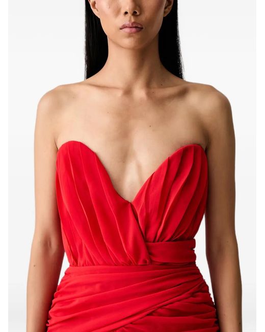 Bardot Red Remalia Strapless Ruched-Detail Mini Dress