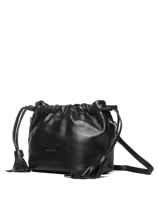 Marc Ellis Black Phiona Tassel-Detail Drawstring Clutch Bag