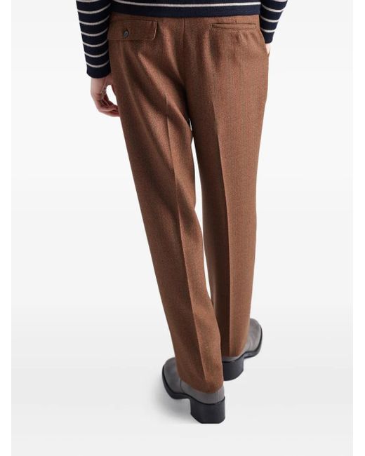 Prada Brown Wool Pinstripe Pants for men