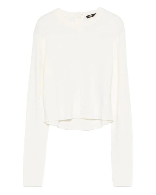 Maje White Jumper With Jewelled Buttons