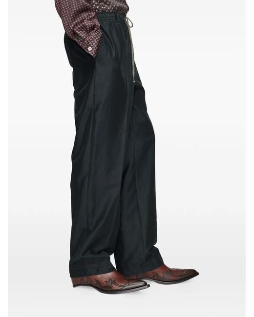 Maison Margiela Black Cotton Drawstring Straight-Leg Trousers for men