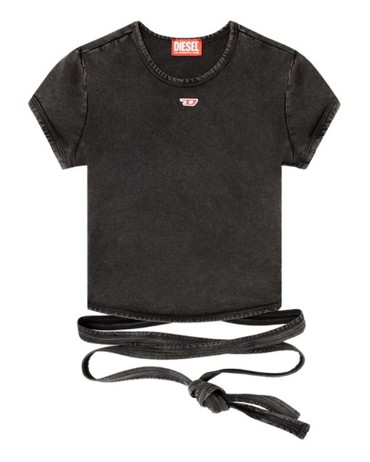 DIESEL Black Faded Wrap-Tie Jersey T-Shirt
