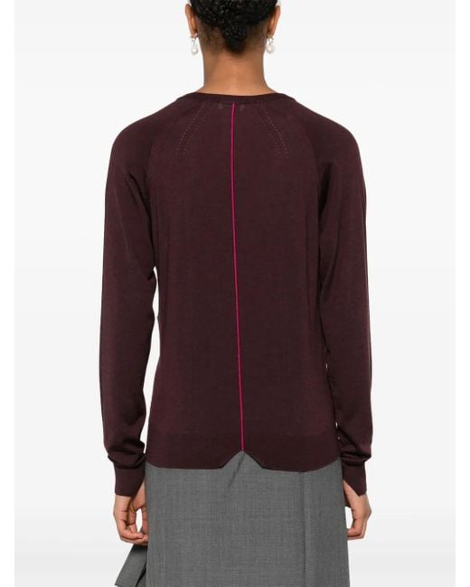 Lanvin Purple Pointelle-Trim Sweater