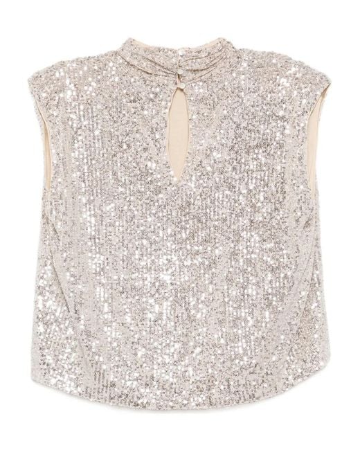 Karl Lagerfeld Natural Sequinned Blouse