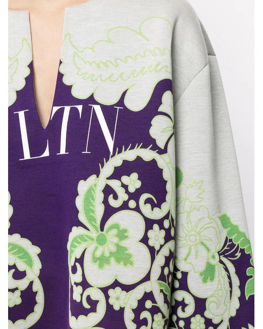 Valentino Garavani Gray Vltn Floral-Print Sweatshirt