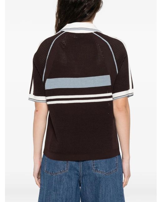 P.A.R.O.S.H. Black Striped V-Neck T-Shirt