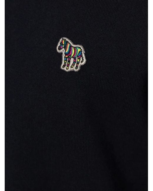 Paul Smith Black Embroidered-Logo Polo Shirt for men