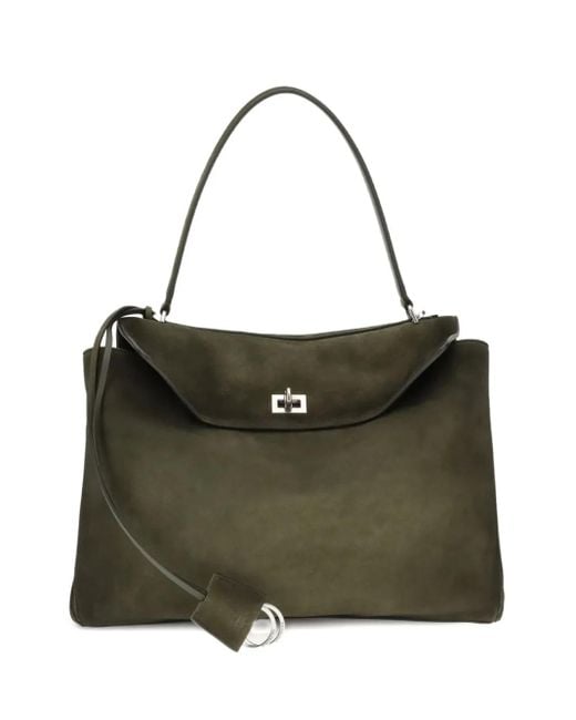 Balenciaga Medium Rodeo Top-handle Suede Shoulder Bag Green