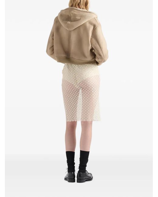 Prada Natural Hooded Shearling Jacket