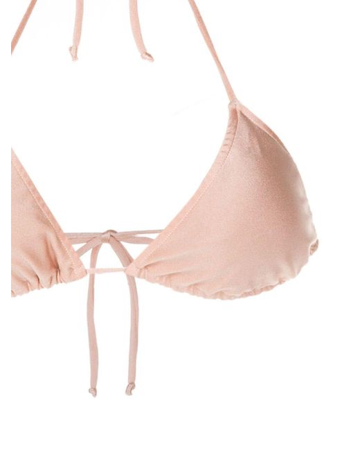 Adriana Degreas Pink Metallic-threading Triangle-shape Bikini