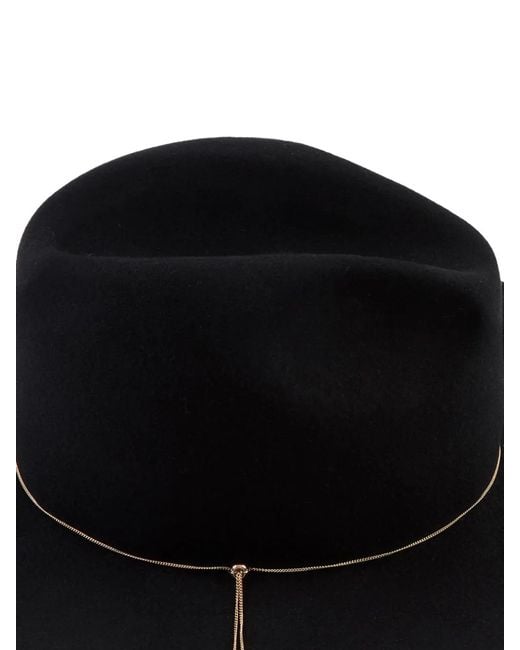 Eugenia Kim Black Sandy Tassel-Detail Fedora Hat