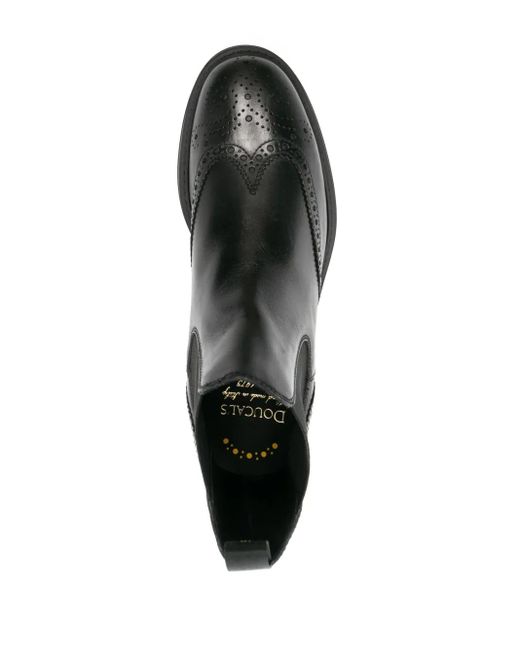 Doucal's Black Perforated Leather Ankle Boots for men