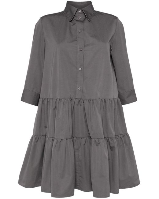 Fabiana Filippi Gray Tiered-skirt Cotton Dress