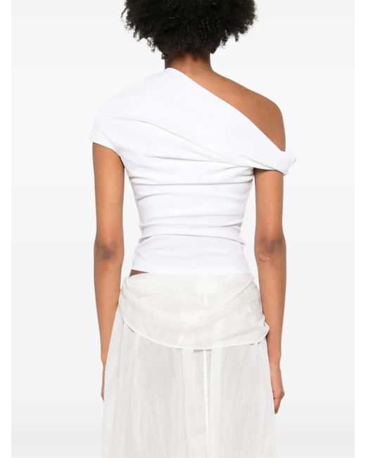 Paris Georgia White Ida One-Shoulder Draped Top