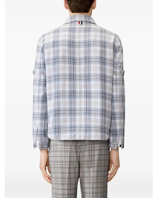 Thom Browne White Plaid Utility Jacket for men