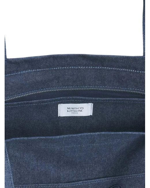 Maison Kitsuné Blue Shopper mit Fuchs