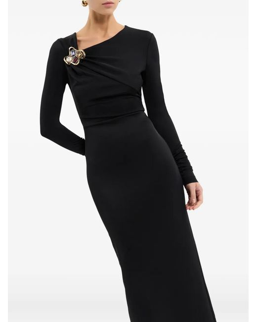Rebecca Vallance Black Ruched Embellished Dress
