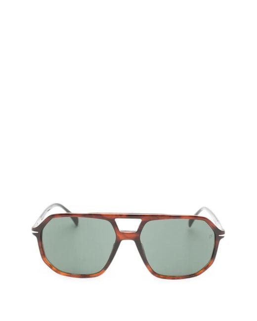 David Beckham Green Rectangle-Frame Sunglasses