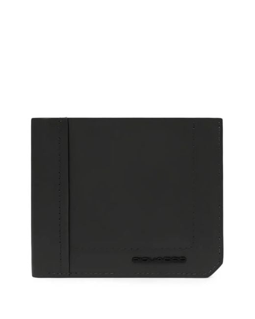 Piquadro Black Logo-Plaque Bifold Wallet for men