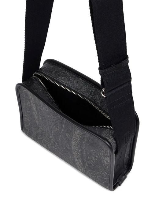 Etro Black Paisley-Pattern Messenger Bag for men