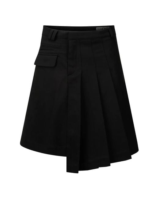Nach Black Asymmetric-Pleated Mini Skirt
