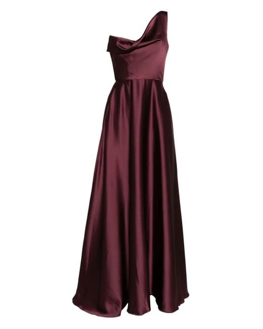 Amsale Purple One-Shoulder Draped Gown