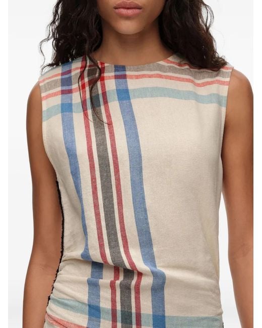 Bimba Y Lola White Check-Print Fringed-Trim Maxi Dress