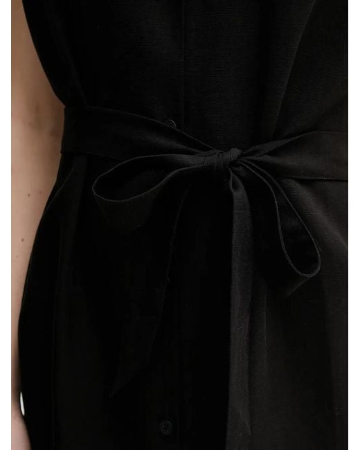 Mos Mosh Black Button Belted Midi Dress