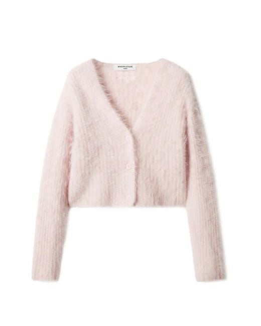 Maison Kitsuné Pink Brushed-Knit Cropped Cardigan
