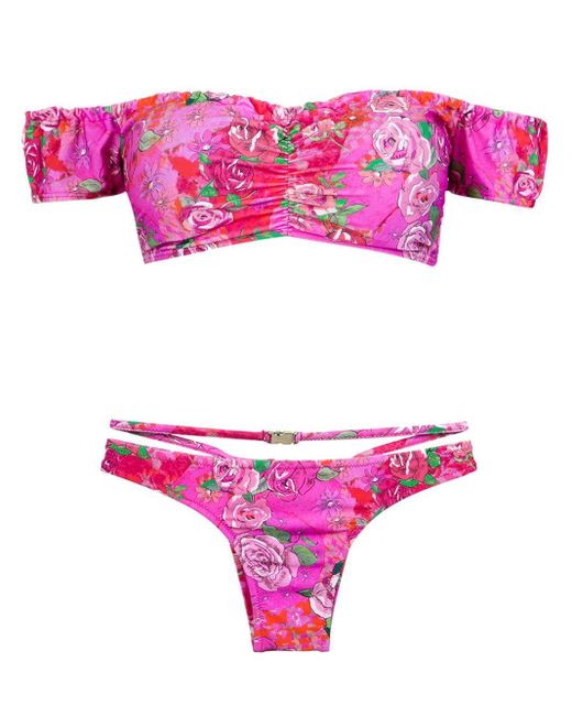 Amir Slama Pink Off The Shoulder Bikini Set