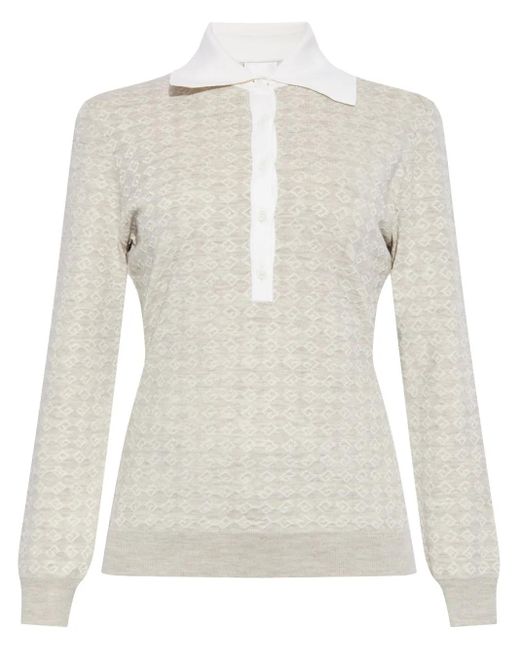 Givenchy White Monogram 72 Jacquard Polo Jumper