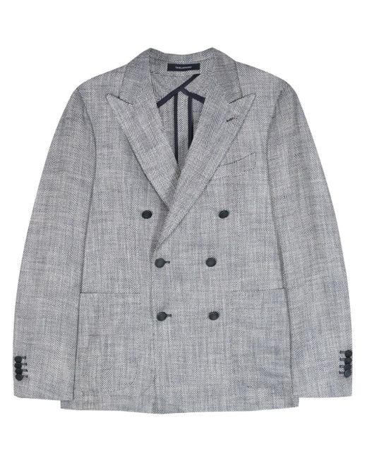 Tagliatore Gray Double-Breasted Herringbone-Pattern Blazer for men