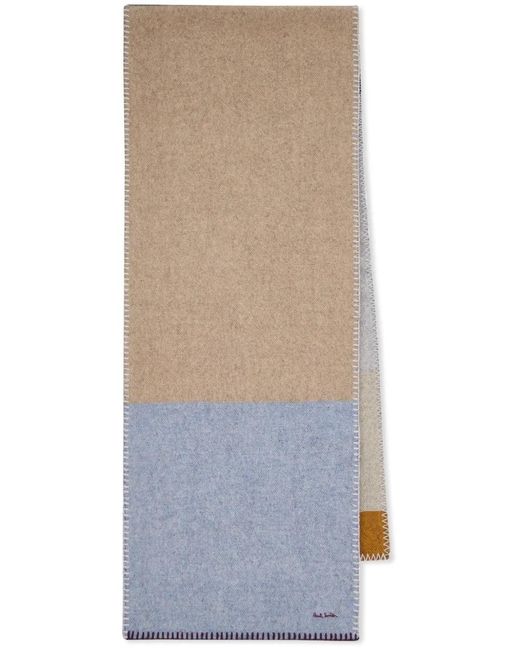Paul Smith Blue Logo-Embroidered Wool Scarf