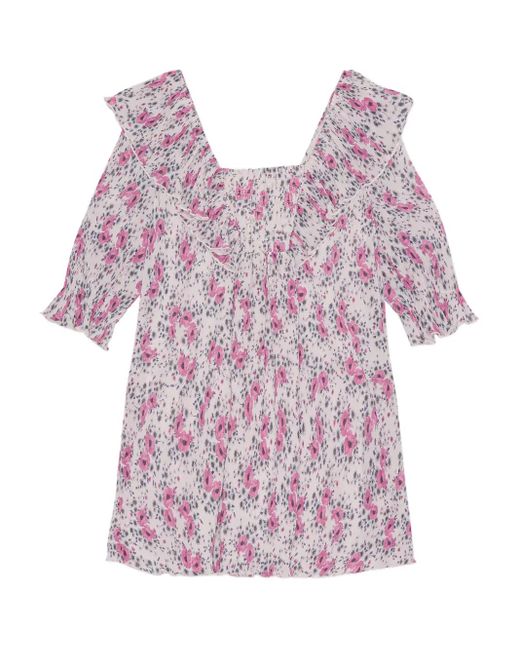 Ganni Pink Pleated Ruffled Dress