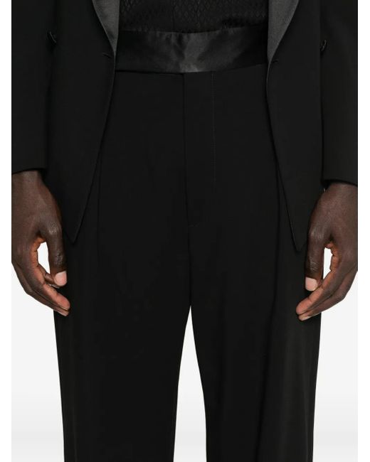 Giorgio Armani Black Satin-Lapels Double-Breasted Suit for men