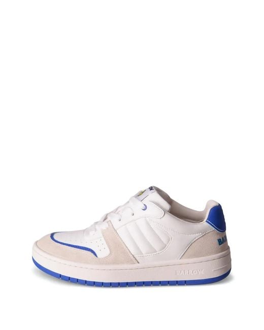 Barrow White Suede-Panel Sneakers