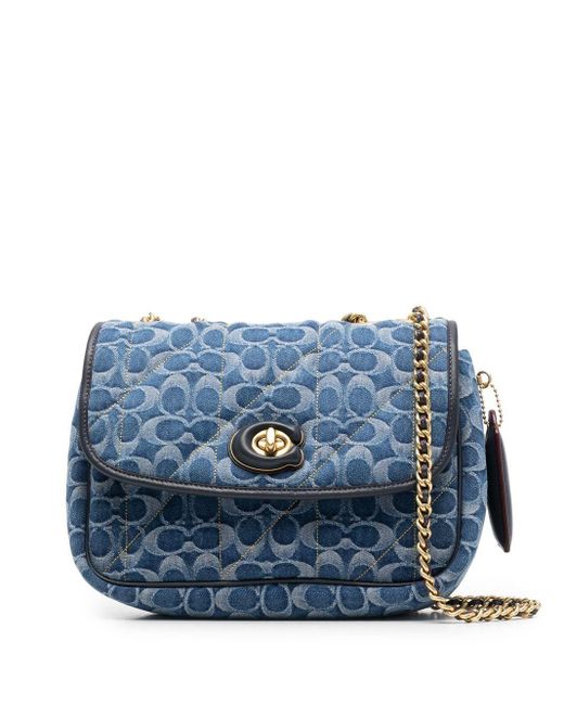 COACH Monogramjacquard Denim Crossbody Bag in Blue Lyst UK