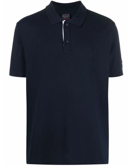 Paul & Shark Blue Logo-Print Short-Sleeved Polo Shirt for men