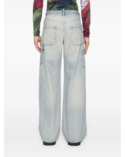 Courreges Blue Mid-Rise Straight-Leg Jeans for men