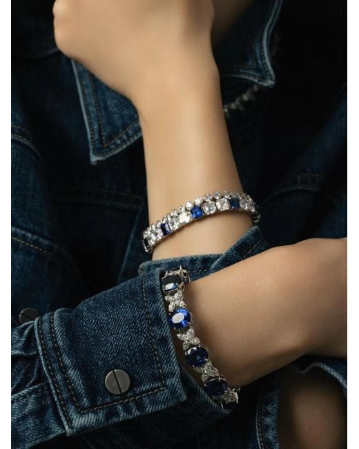 Fantasia by Deserio Blue Alternating Sapphire And Diamond Bracelet