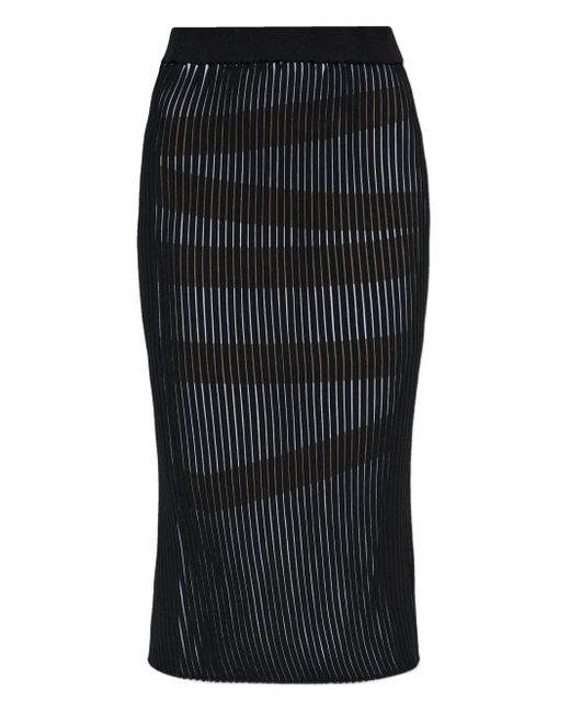 Issey Miyake Black Striped Slit Skirt