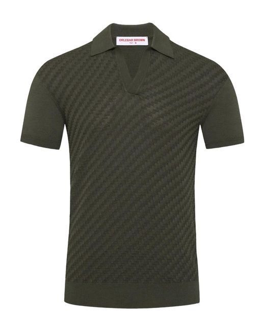 Orlebar Brown Green Horton Jacquard Polo-collar Top for men